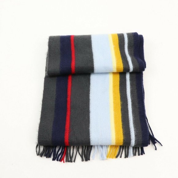 Alfani Men’s Striped Scarf, Navy and Yellow - Picture 2 of 7